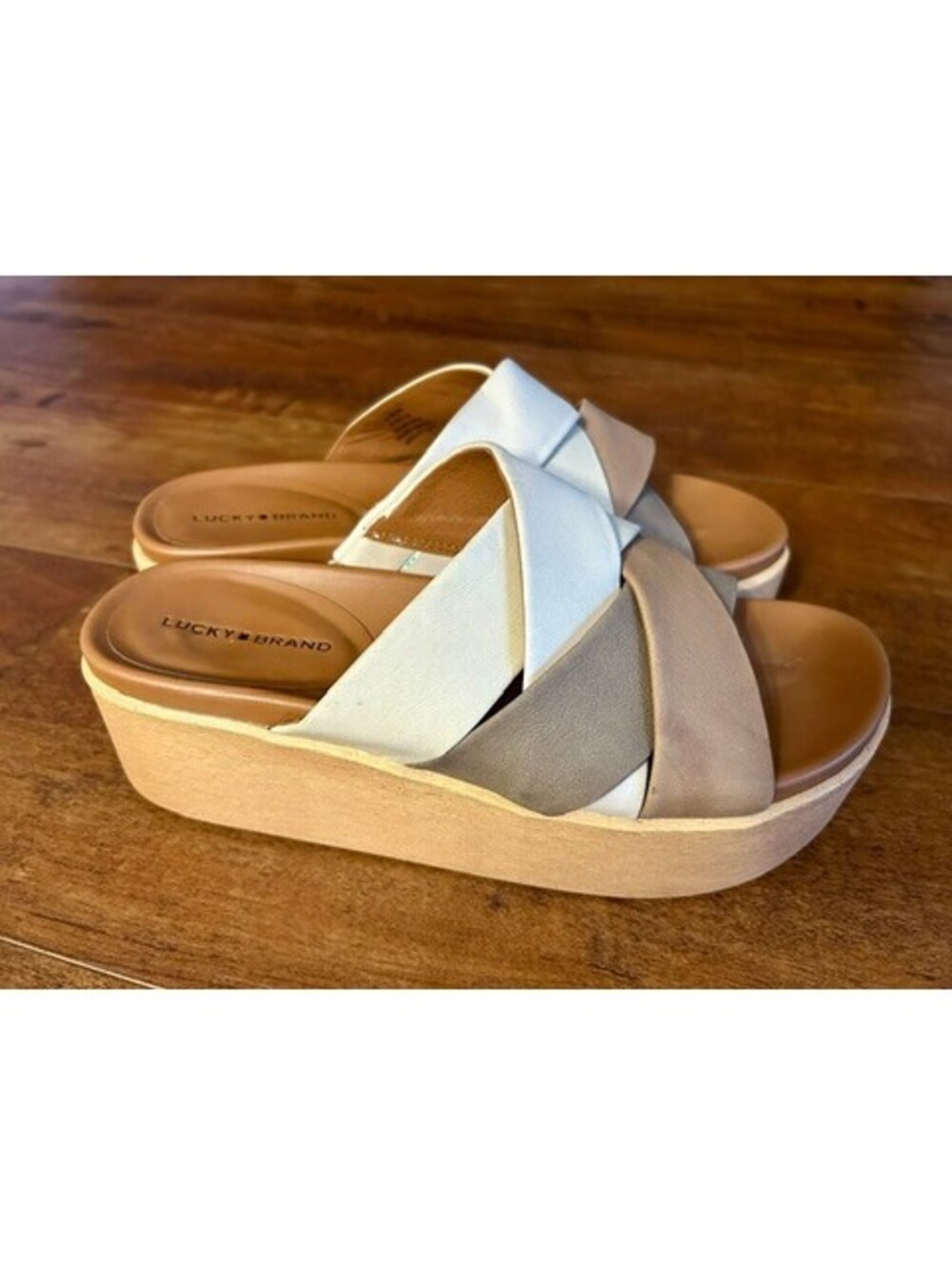 Lucky Brand Women's Leather Upper Platform Slide Sandals 8.5
